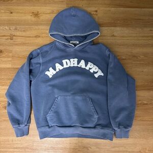 Madhappy Slate Blue Hoodie with White Stitching
